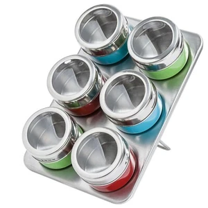 Gewürzständer + magnetische Gewürz-Dosen Gewürz-Regal Edelstahl Magnetständer - Bild 1 von 3