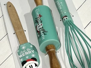 Disney Mickey Mouse Minnie Mouse Christmas Silicone 3 PC Baking Set BNWT NEW - Picture 1 of 6