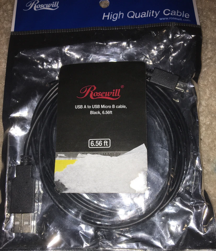 Rosewill RC-6-USB-AM-MB-BK - 6.5-Foot USB 2.0 A Male to Micro USB B (5-Pin) Cabl - Image 1 of 1