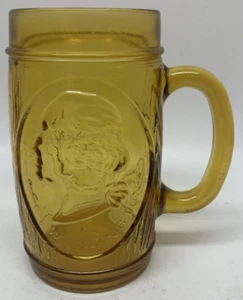 VTG 5 3/8" George Washington Mount Vernon Amber Glass Beer Mug Embossed - Picture 1 of 7