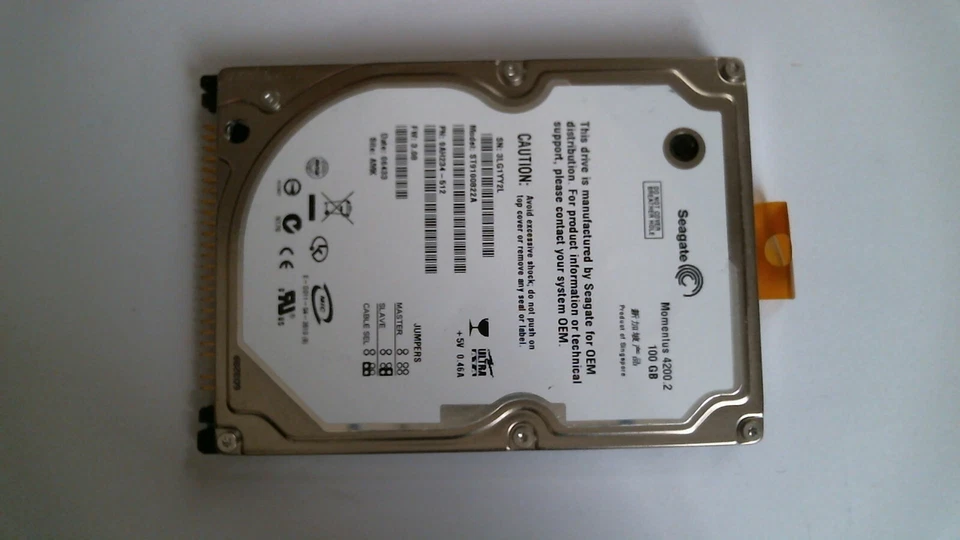 100 GB Ide Seagate Momentus 4200.2 ST9100822A Hard Drive - Image 1 of 1