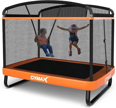 Trampolín para niños GYMAX 6 PIES con columpio y red de seguridad - ¡Diversión en interiores/exteriores! Foto 1 de 4