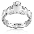 Women's Stainless Steel Irish Claddagh Promise Friendship Ring Band Size 7-10 