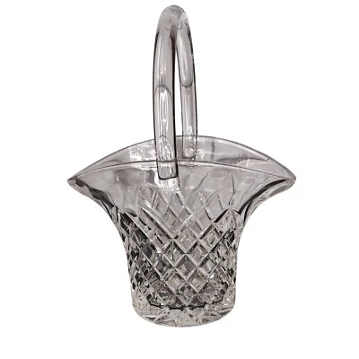 Хрустальная корзина ваза бриллиант огранки прозрачное стекло конфеты блюдо с ручкой декор - Изображение 1 из 4