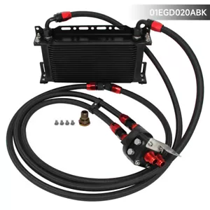 Enfriador de aceite de motor universal AN8 19 filas con soporte + kit de línea de manguera de filtro de aceite BK - Imagen 1 de 10