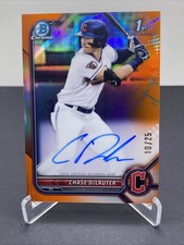 CHASE DeLAUTER 2022 Bowman Draft ORANGE AUTO /25 Guardians CDA-CD Clean PSA