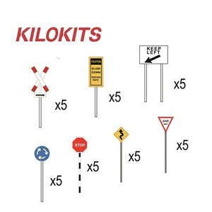 KILOKITS 1/72 5 sets 35pcs Plastic Road Traffic Signs Model Kits - Bild 1 von 6