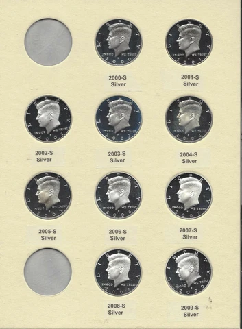 2000-2009 S Proof Silver Kennedy Half Dollar  Cameo - 10 Piece Set Cover