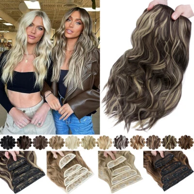Clip In wie Echthaar Extensions Haarverlängerung Lockig Haarteil 4 Tressen 180g - Bild 1 von 4