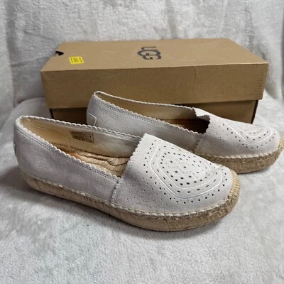 Zapatos UGG Mujer Talla 8 Beige Heidi Perf Alpargatas 1100981 Gamuza Sin Cordones Logo Foto 1 de 4