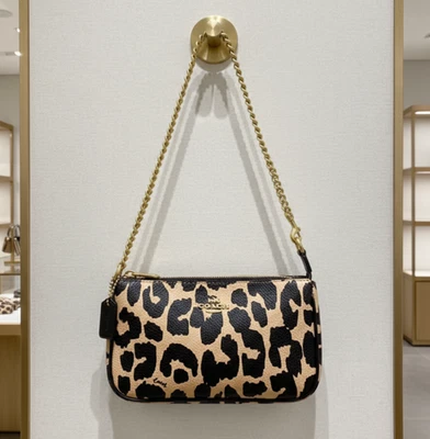 Coach Nolita 19 Leopard Print Leather Shoulder Bag Wristlet Clutch CBM66 ORGPKG - Image 1 of 4