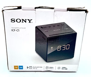Sony AM/FM Clock Radio With Alarm And Extendable Snooze Model ICF-C1 - White - Picture 1 of 6