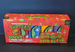 ODD SOX TEENAGE MUTANT NINJA TURTLES CREW LENGTH SOCKS 5 PAIRS GIFT SET NIB - Picture 1 of 5