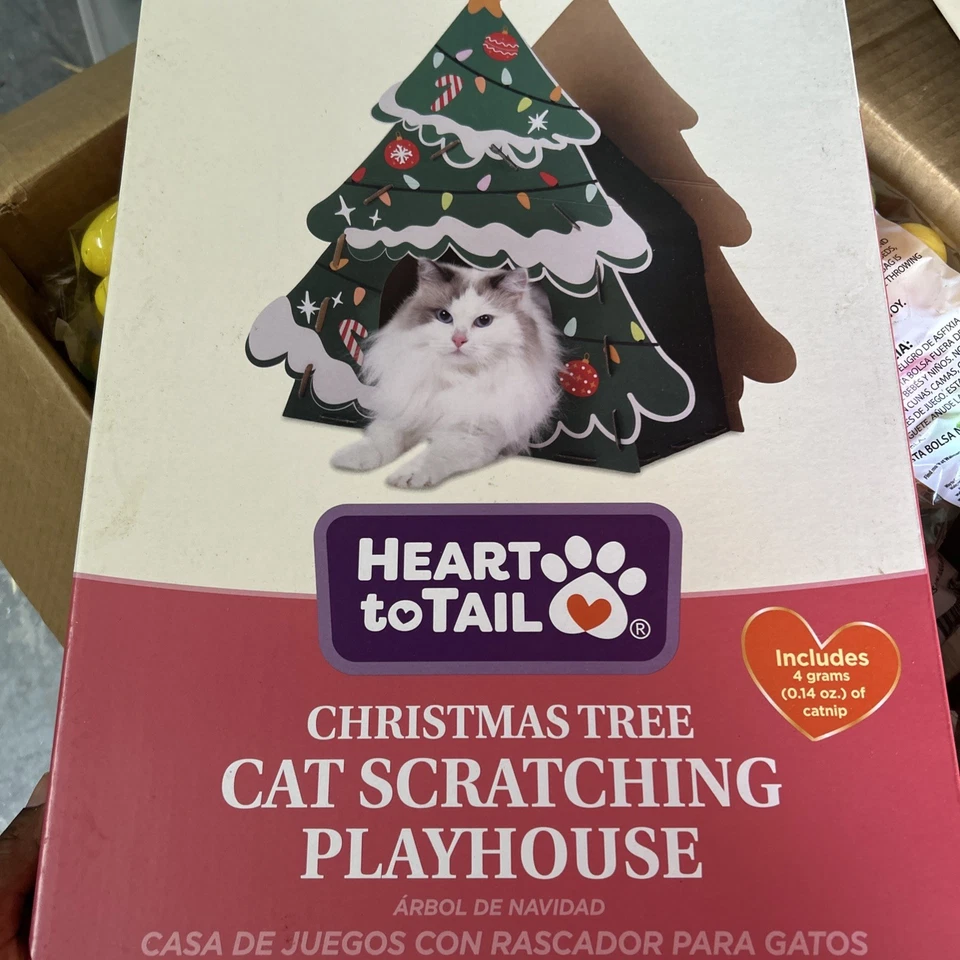 Heart To Tail Christmas Tree Cat Scratching Playhouse, With Catnip - Image 1 of 1