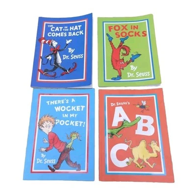4 X  Dr.Seuss Books -Cat in the Hat Comes Back/fox In Socks/There's A Wocket/ABC - Image 1 of 4