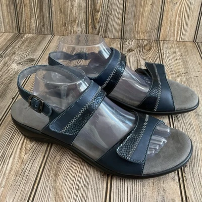 SAS Sandals Womens Size 12 WW Nudu Ankle Strap Navy Blue Leather Comfort - Image 1 of 4