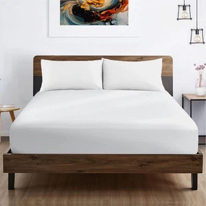 100% Egyptian Cotton 600 TC Queen Size Fitted Sheet Only Soft, Smooth Sateen ... - Picture 1 of 5