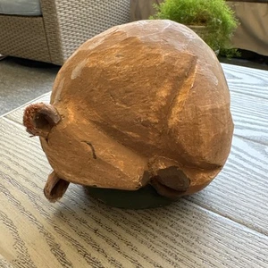 Hand Carved Coconut Shell Baby Deer Sleeping Doe Made In Philippines Home Decor - Picture 1 of 10