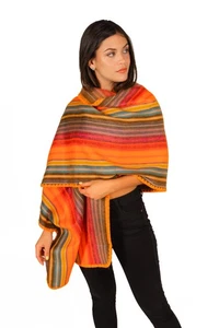 Alpaca Shawl - Alpaca Scarf - Unisex Shawl or Scarf Orange - Picture 1 of 7