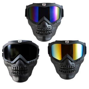 3 Birdz Skullbird Black Skull Mask Goggles Smoke + ReflecTech Blue + Red Lenses - Picture 1 of 7