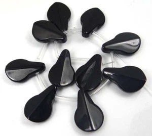 10 cuentas de gota de pato de vidrio opaco de ónix negro 20x13 mm - Imagen 1 de 2