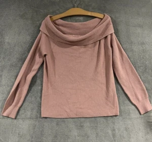 Leith Off the Shoulder Fold Over Dusty Rose Pink Sweater Knit Nordstrom Sz L NEW - Picture 1 of 10