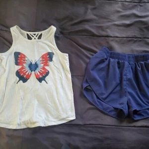 girl large navy blue drifit shorts and tank - Picture 1 of 3