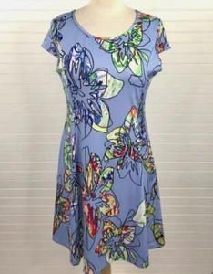 Lily Firmiana Floral Dress Size 1XL Pullover Short Sleeve Jersey Knit Stretch - Picture 1 of 6