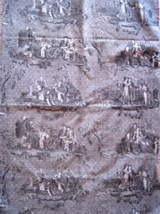 Vintage Toile Black And White Fabric 43" x 65" - Picture 1 of 7