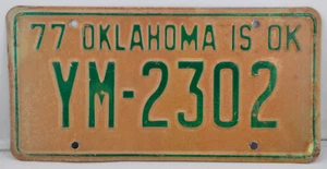 1977 OKLAHOMA IS OK AUTO PASSENGER LICENSE PLATE YM 2302 (0443) - Picture 1 of 3