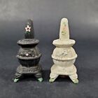 Vintage Cast Iron Metal Stove Salt and Pepper Shaker Set Hand Painted