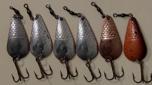 6-lot 50-60's Vintage ABU Island 7g/4.5cm mixed finish fishing spoons-used - Picture 1 of 7