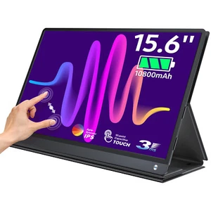 15.6" Touchscreen 1080P Portable Monitor HDR USB C w/Built-in Battery Display - Picture 1 of 12