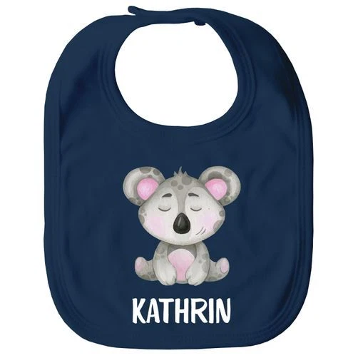 SPECIALME personalisiertes Baby Lätzchen mit Namen und Tiermotiv Koala Bär Baumwolle