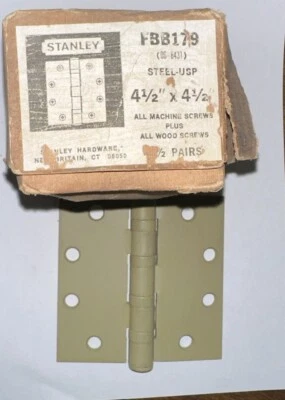 Bisagras de puerta Stanley PN: FBB179 NRP 4,5" x 4,5" bisagras (paquete de 3) acero USP Foto 1 de 4