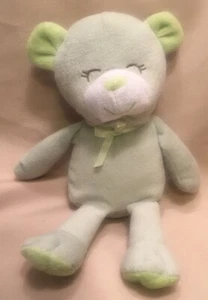 Peluche orsacchiotto verde come nuovo morbido giocattolo bambino fiocco occhi chiusi dormire INF INC 10" - Foto 1 di 2