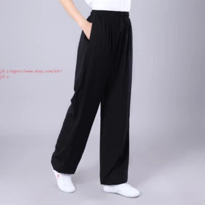 Spring/Fall Men Women's Kung Fu Tai Chi Pants Martial Arts Cotton linen Trousers - Picture 1 of 26