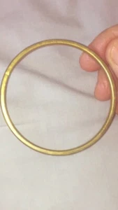 Vintage Brass Bangle Bracelet With Brown Stone Inlays - Picture 1 of 6