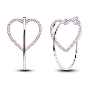 Crystal Heart Earrings 925 Sterling Silver Stud Earrings - Bild 1 von 2