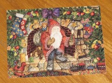 Anna Krajewski Art - Old World Santa Fireplace - Vintage Lang Christmas Card 3ct