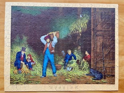 Vintage Jaymar 1940's  Currier & Ives   The Husking   All There!  Fun to work. - Image 1 of 3