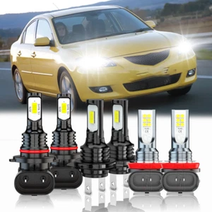 For Mazda 3 2004-06 Combo LED Headlight Bulbs High Low Beam Fog Light Kit 6x - Picture 1 of 16