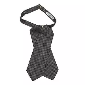 VANNUCCI MILANO schwarze geometrische Seide Ascot formelle Krawatte Plastron NEU - Bild 1 von 2