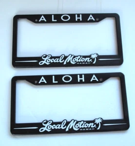 Local Motion Hawaii License Plate Frame Black White ALOHA Set of 2 - Picture 1 of 1