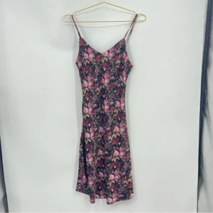 Forever 21 black pink floral midi dress Sz S whimsy romantic - Picture 1 of 16