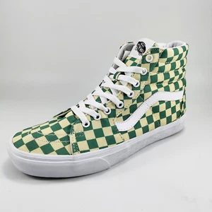 Vans Unisex SK8 Hi Checkerboard Green Classic Skate Shoes SZ Wom 11 Mens 9.5 NEW - Picture 1 of 11