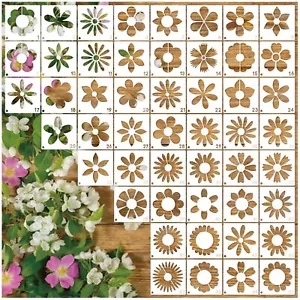50pcs Small Flower Stencils for Painting on Wood Gardening Flower Stencils Pa... - Picture 1 of 8