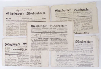 Günzburg Weekly 1853 Antique Bavaria Newspaper - Image 1 of 2