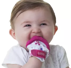 Nuby Guanti Dentizione Lenitivi, Rosa 1 Ct | NUOVO - Foto 1 di 4