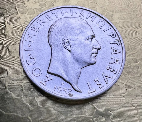 1 FRANG ARI SILVER COIN ALBANIA 1937 VERY FINE CONDITION Birthday of Idependance Cover